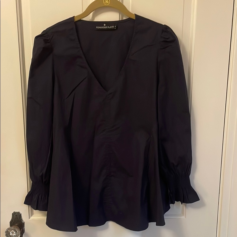 Tuckernuck Deep Blue V-Neck Blouse